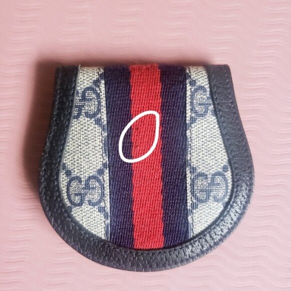Vintage GUCCI GG Ophidia Sherry Line Coin Case – Navy Blue / Red GG Canvas w COA - Picture 10 of 13